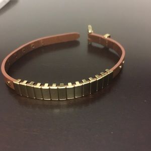 Michael Kors Gold Brown Leather Wrap Bracelet